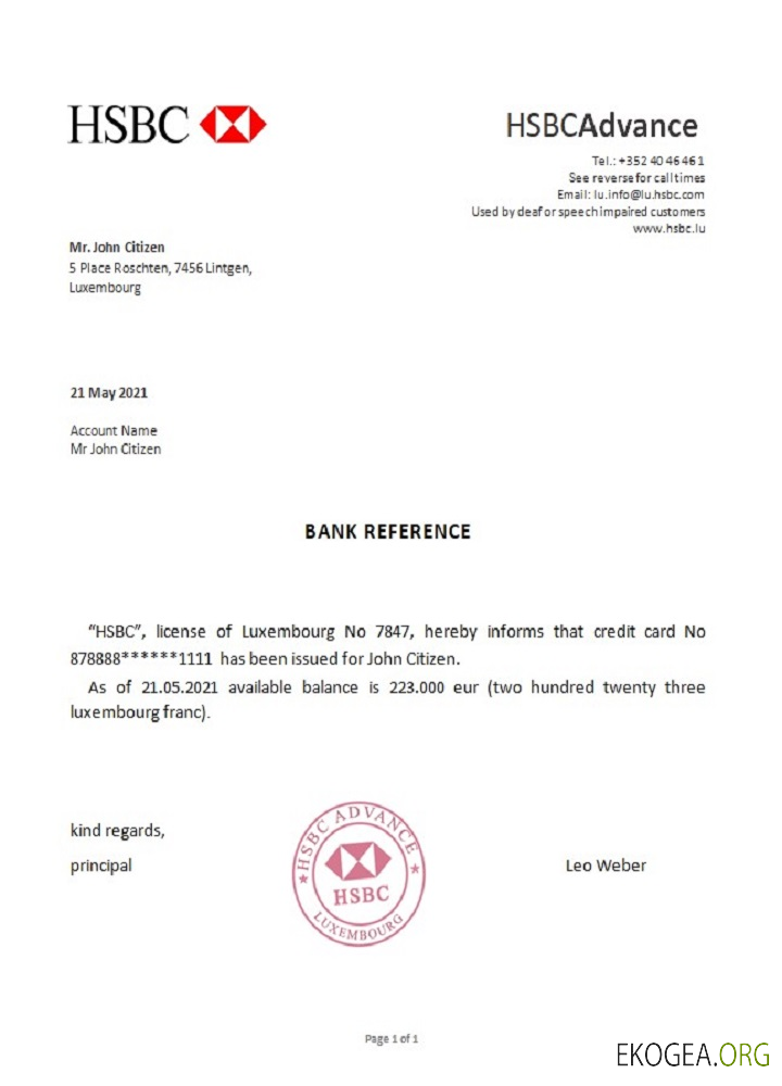 Luxembourg , HSBC , référence